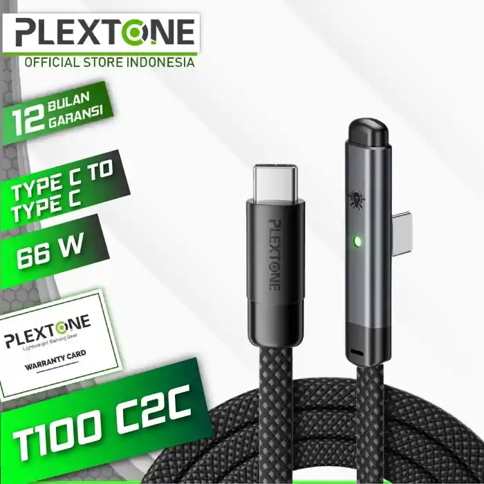 Plextone T100 Type C to Type Type C PD 20W 66W Elbow 90 Degree Gaming Charging Data Cable